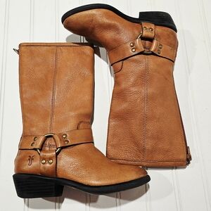 Frye Phillip Harness Tall Zippered Girls Youth Size 13 Riding Boots Leather